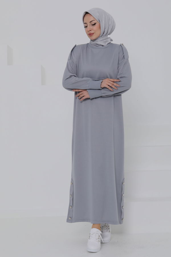 Düğme Detaylı Elbise - 27045
