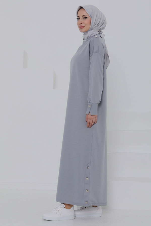 Düğme Detaylı Elbise - 27045