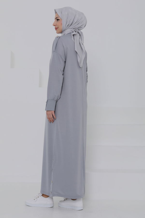 Düğme Detaylı Elbise - 27045