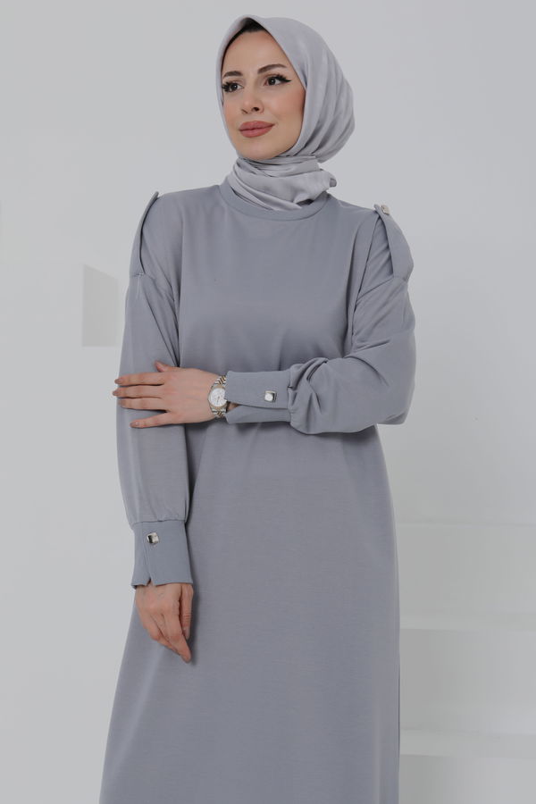 Düğme Detaylı Elbise - 27045