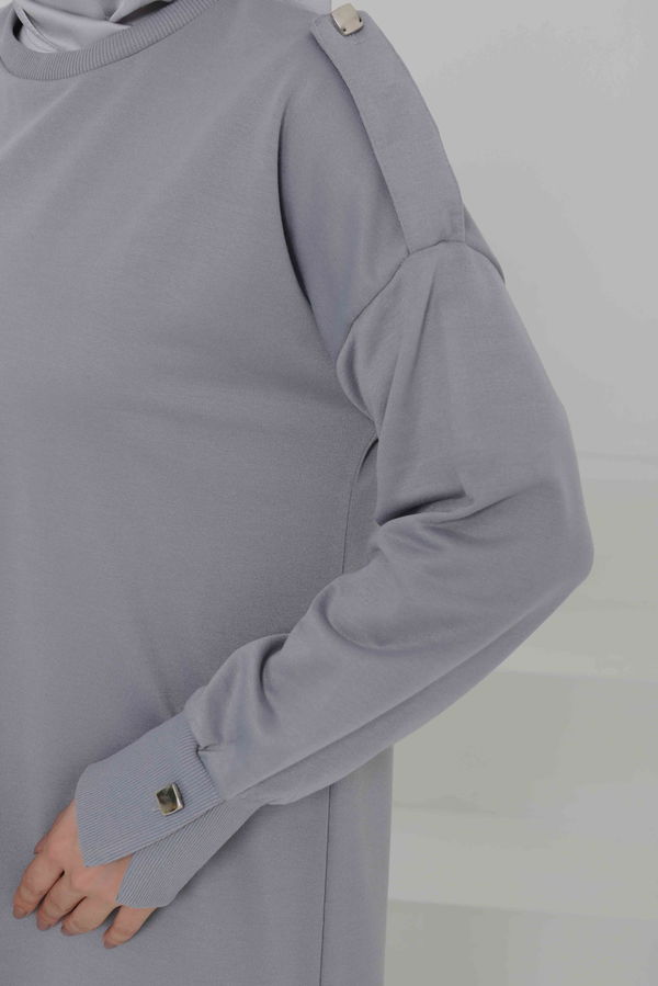 Düğme Detaylı Elbise - 27045