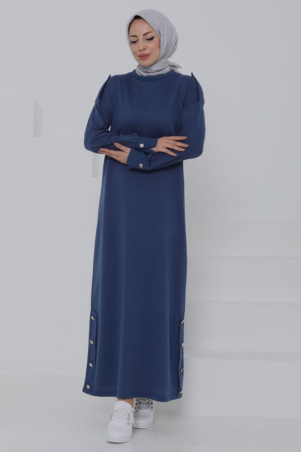 Düğme Detaylı Elbise - 27045