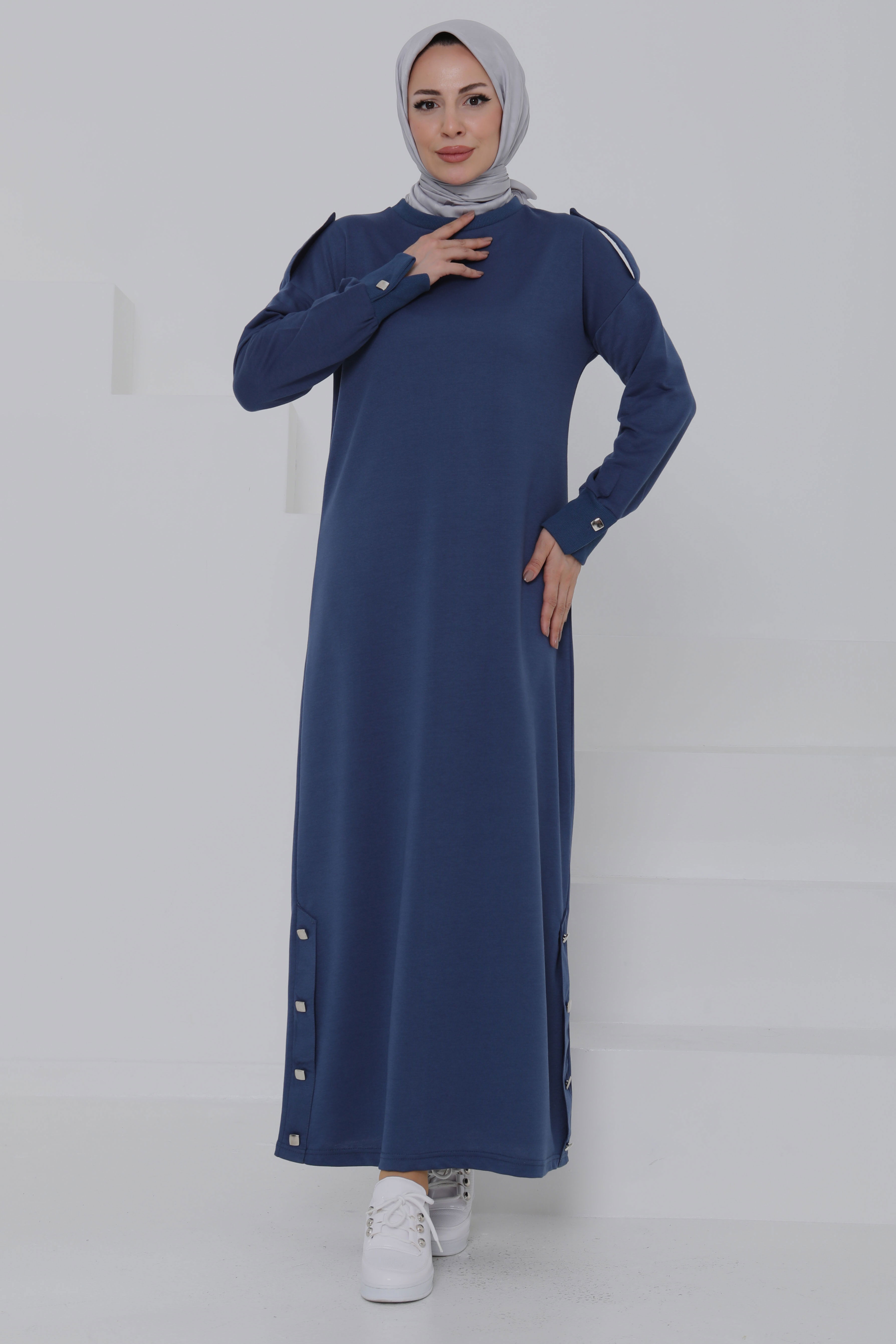 Düğme Detaylı Elbise - 27045