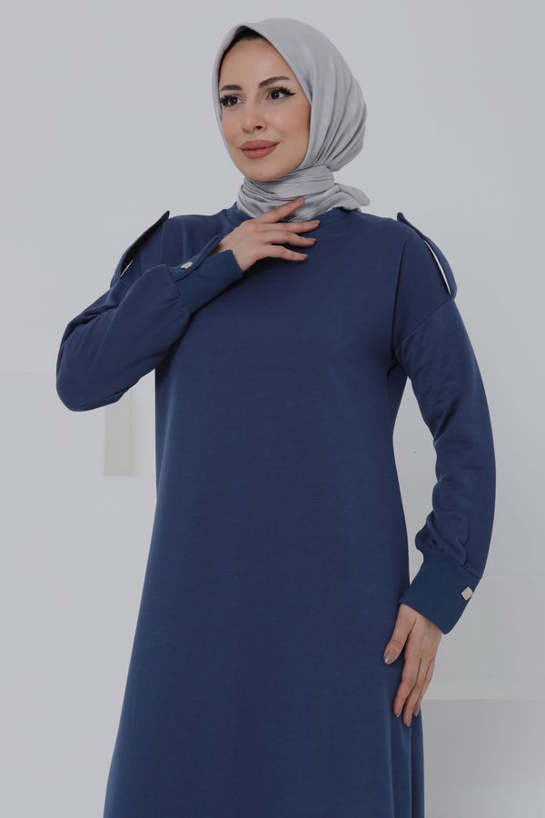 Düğme Detaylı Elbise - 27045