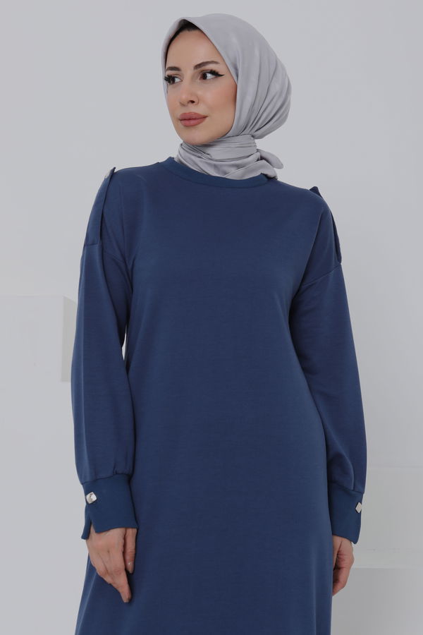 Düğme Detaylı Elbise - 27045