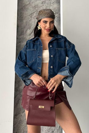 Çift Cepli Demin Crop Ceket - 27271