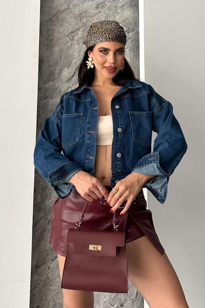 Çift Cepli Demin Crop Ceket - 27271