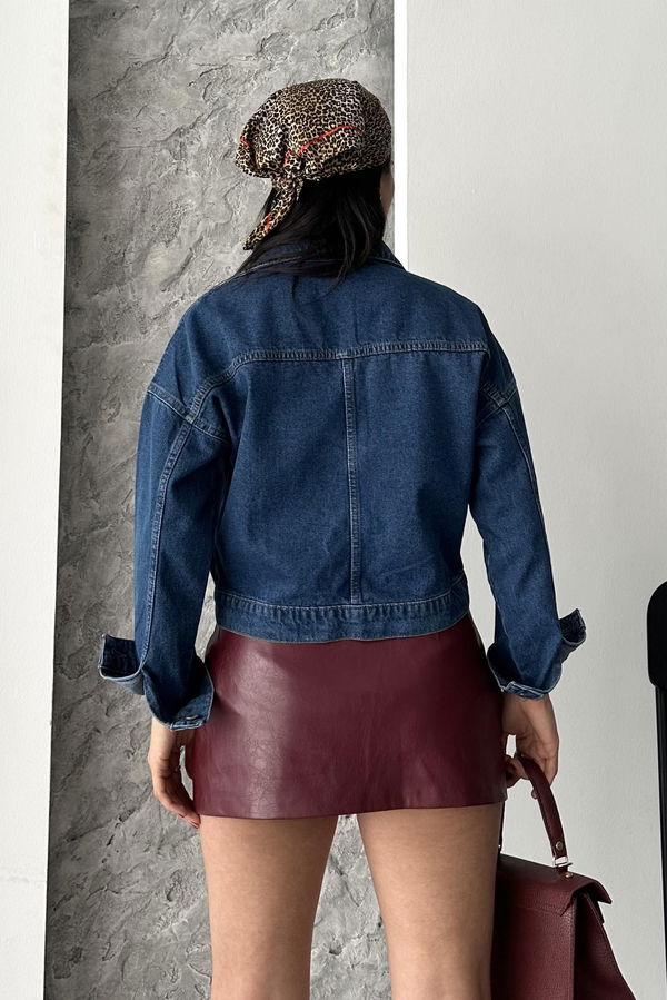 Çift Cepli Demin Crop Ceket - 27271