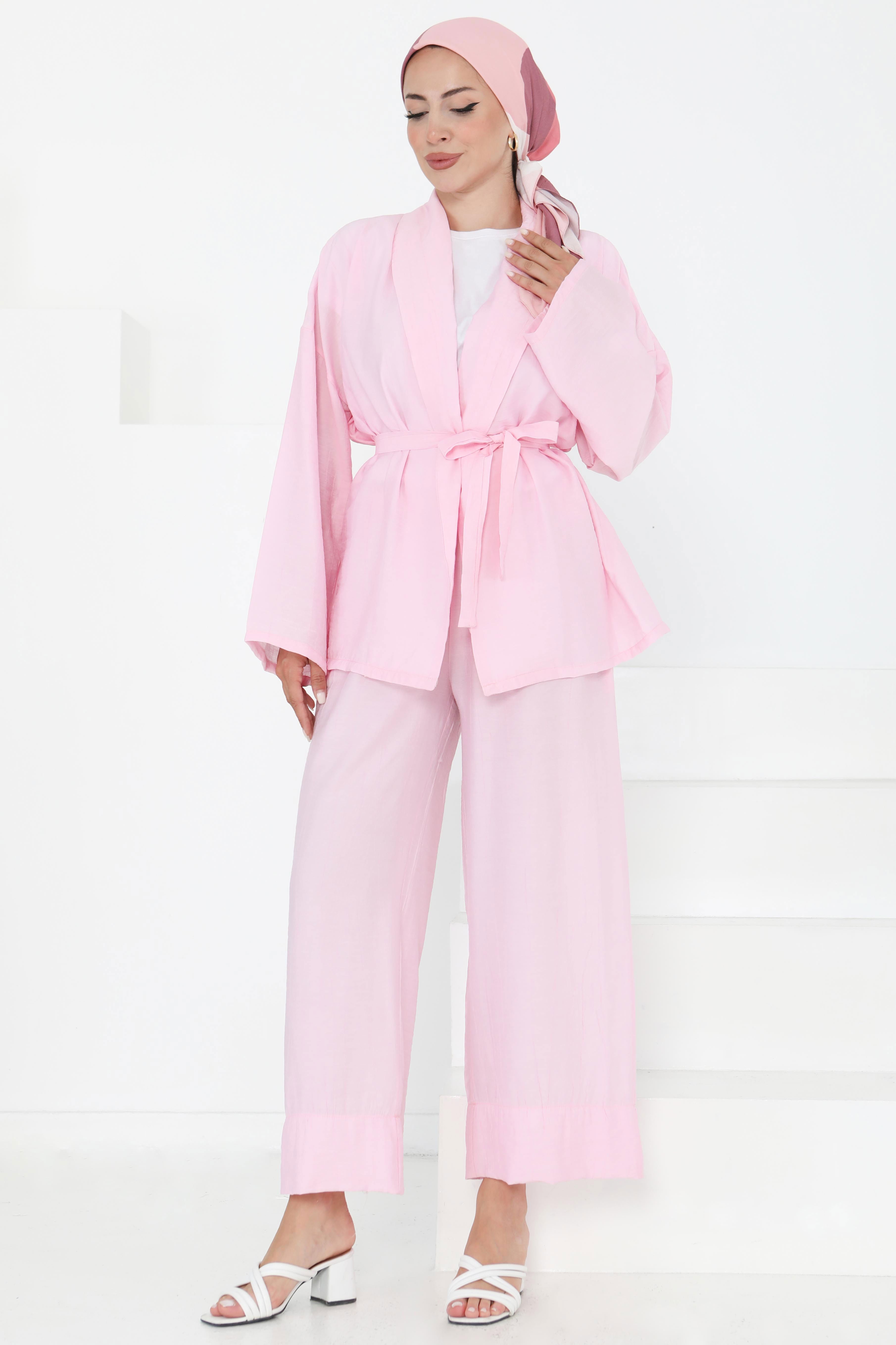 KİMONO TAKIM - 27357 PEMBE