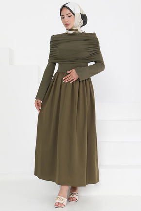 Üstü Şal Detaylı Elbise - 27282