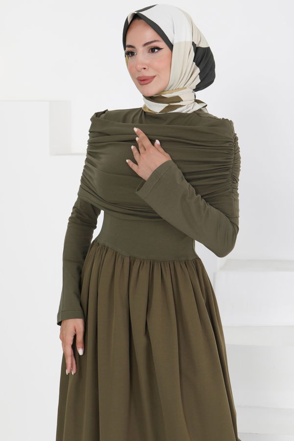 Üstü Şal Detaylı Elbise - 27282